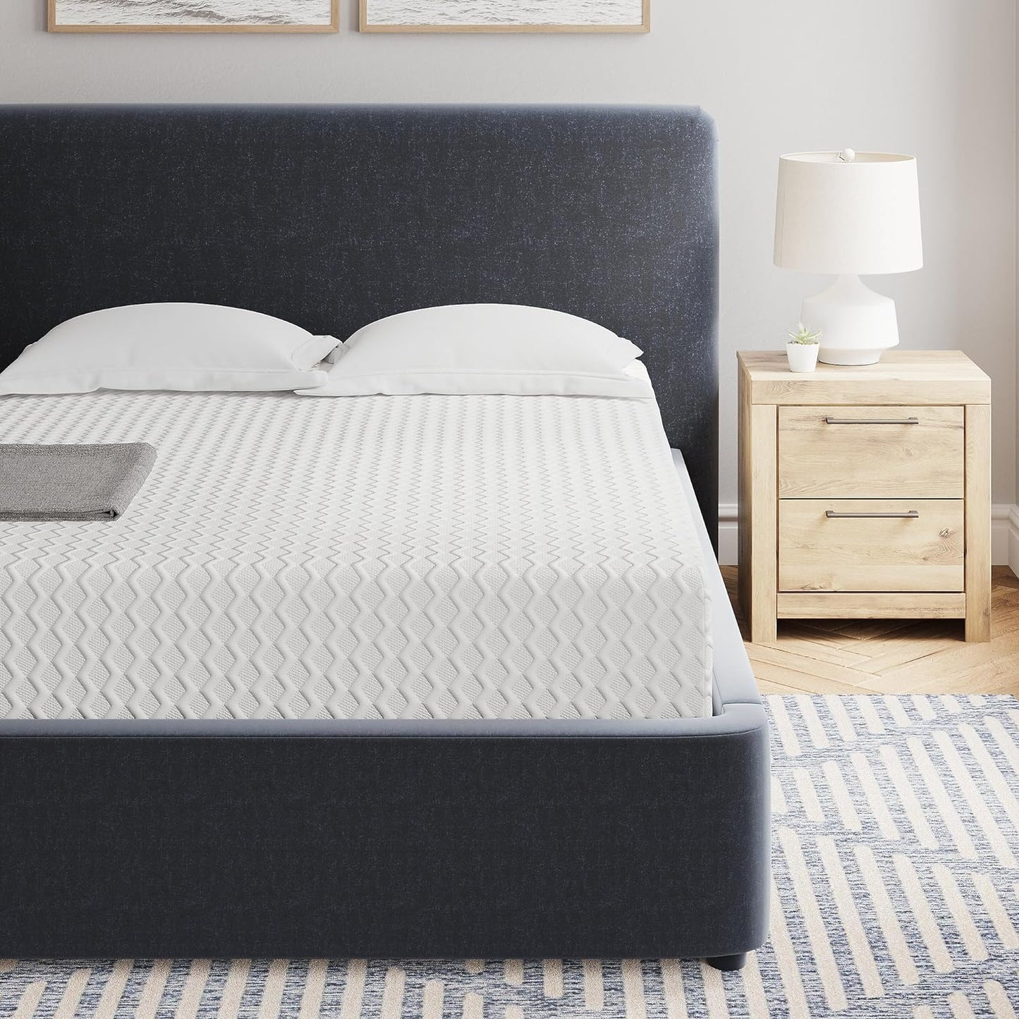 NEW - Signature Design by Ashley Queen Size Chime 12 Inch Medium Firm Memory Foam Mattress with Green Tea & Charcoal Gel - Retail $359