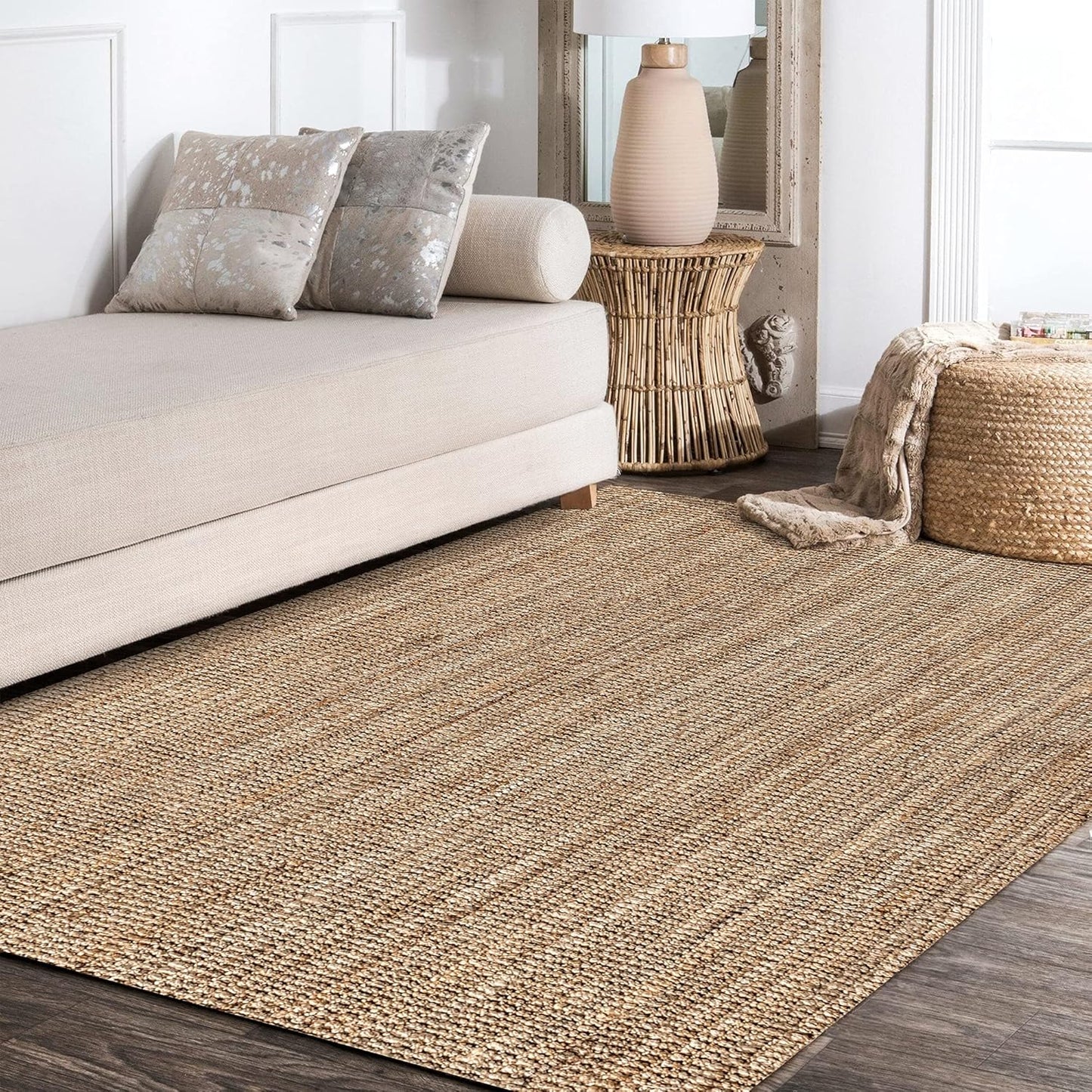 JONATHAN Y NRF102A-8 Pata Hand Woven Chunky Jute Natural 8 ft. x 10 ft. Area Rug Bohemian, Transitional, Rustic, Perfect for Home, Living Room, Kitchen, Bedroom - Retail $216