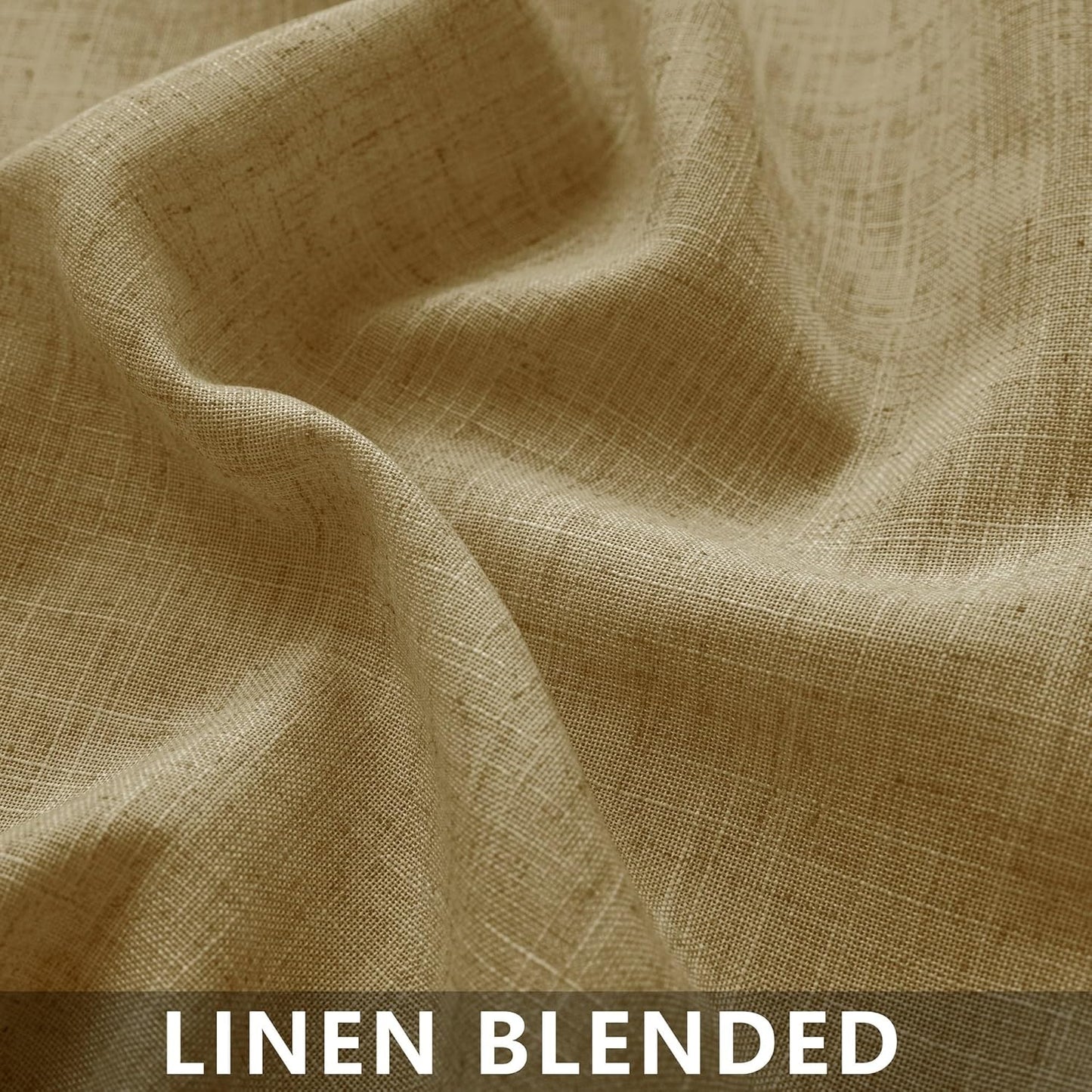 Mrs.Naturall Tan Back Tab Linen Blend Sheer Curtains for Bedroom 52x108 Inches Long