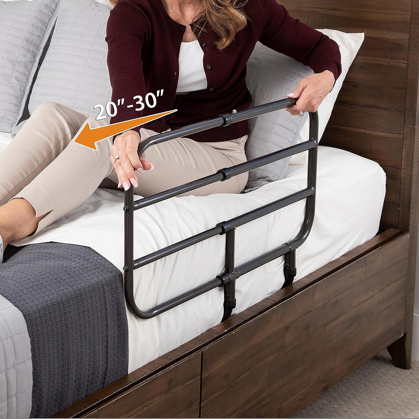 NEW - Able Life Bedside Extend-A-Rail, Adjustable Senior Bed Safety Rail and Bedside Standing Assist Grab Bar - Retail $89