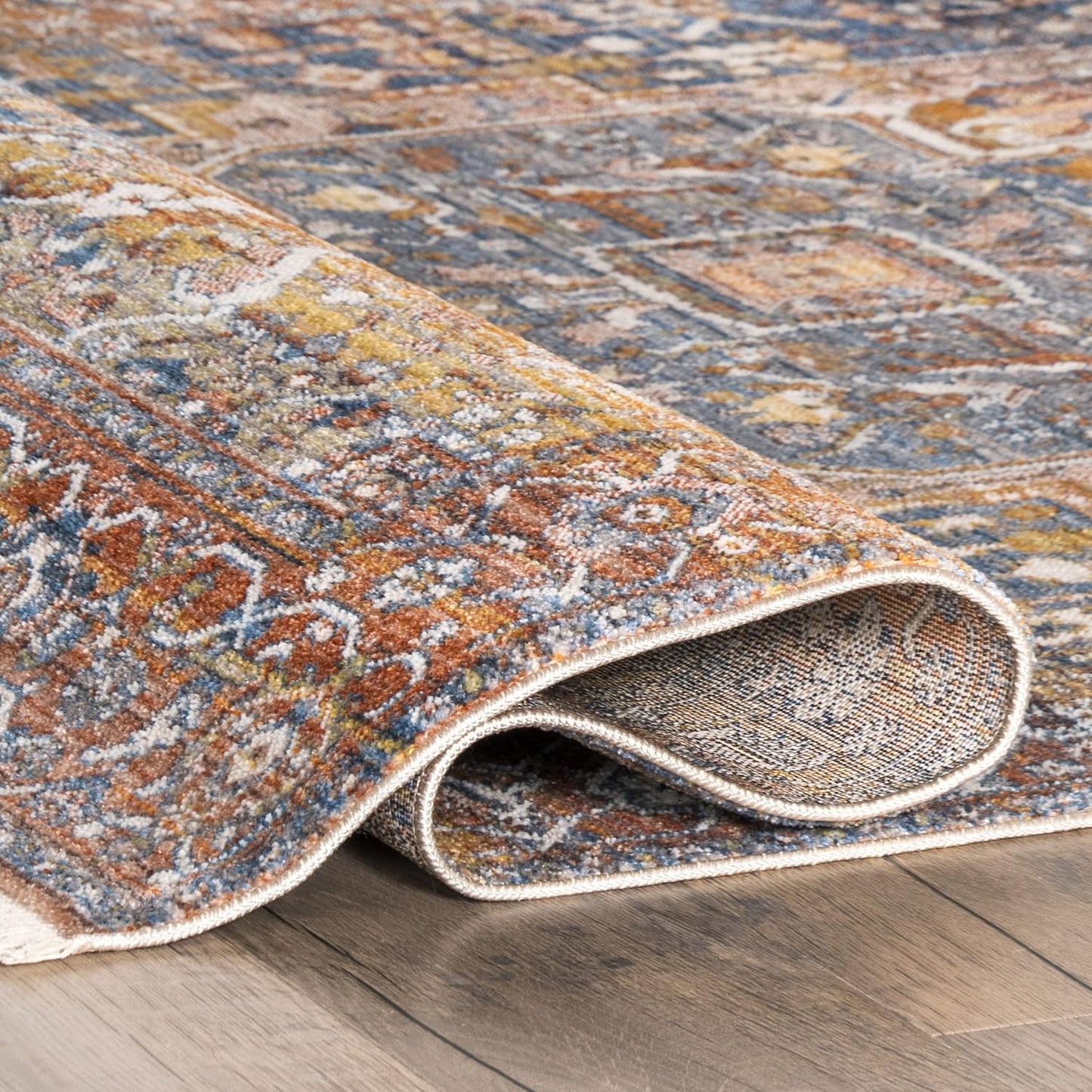 NEW - nuLOOM 6' x 6' Vintage Harriet Medallion Fringe Area Rug, 6' Square, Rust - Retail $104