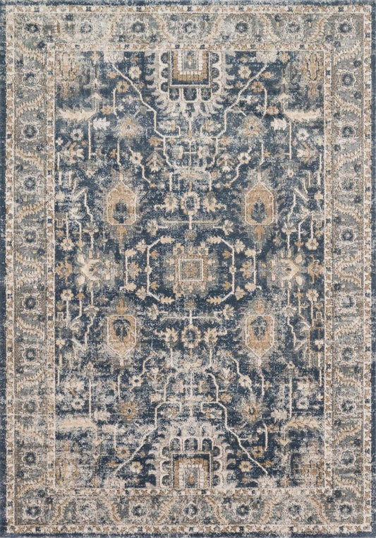 Loloi II Teagan Collection TEA-03 Denim / Pebble 6'-7" x 9'-2", .25" Thick, Area Rug, Soft, Durable, Neutral, Woven, Low Pile, Non-Shedding, Easy Clean, Living Room Rug - Retail $117