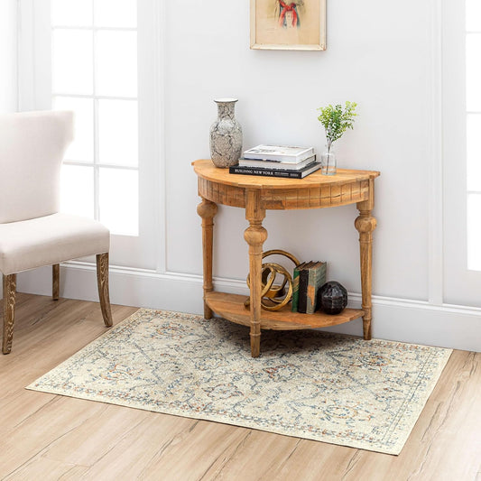 NEW - Mohawk 2' 11" x 5' Home Garrett Floral Ornamental Cream Area Rug Perfect for Living Room, Dining Room, Office - Retail $34