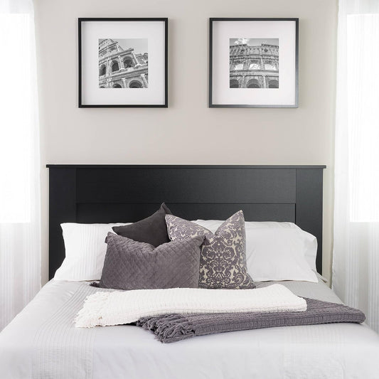 NEW - Prepac 64.5" Wide Flat Panel Queen Size Headboard, 48" Tall Modern Wood Bed Headboard for Queen Size Beds, Features Predrilled Holes for Easy Connection to Many Metal Bedframes, Black - Retail $135