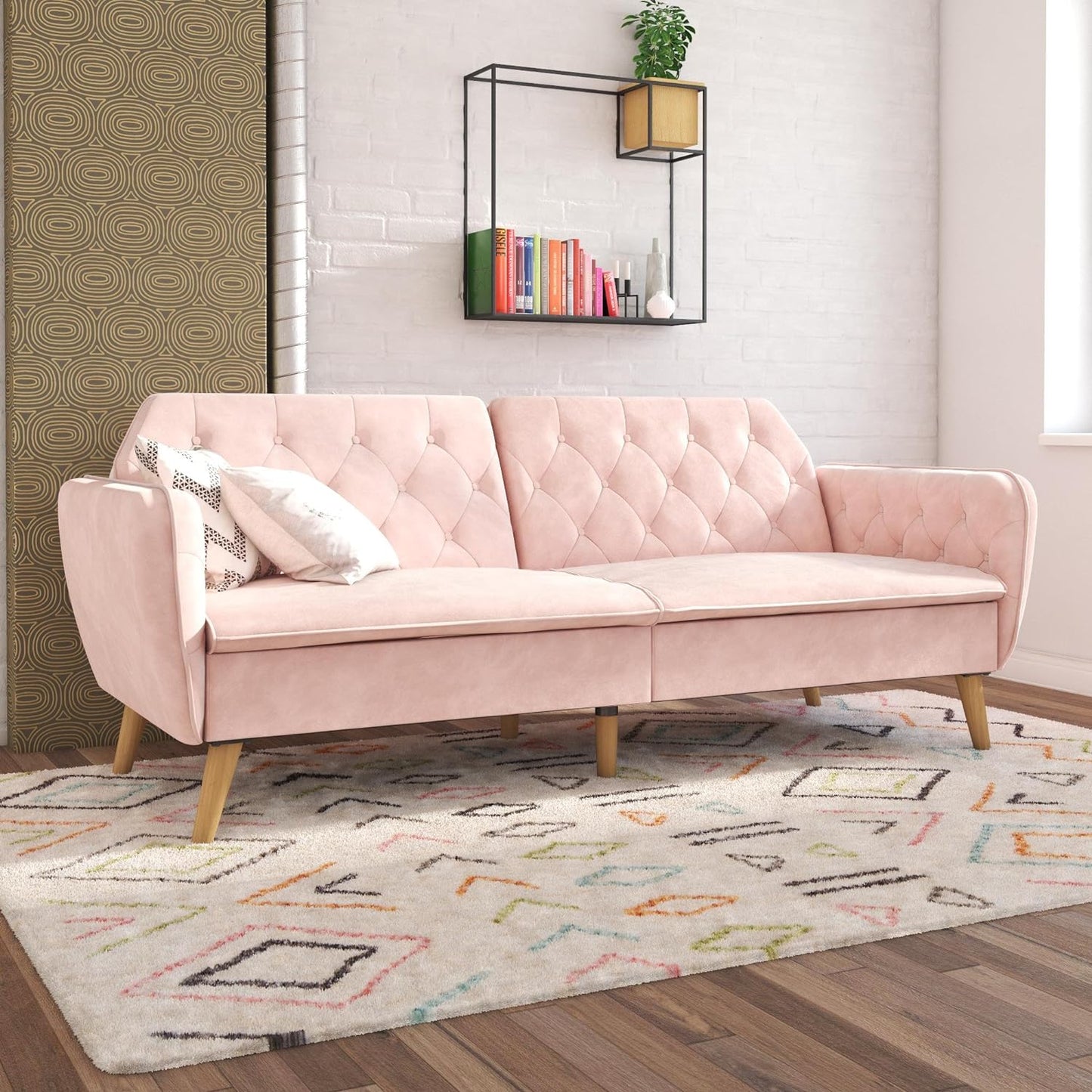 NEW - Novogratz Tallulah Memory Foam Futon, Pink - Retail $232