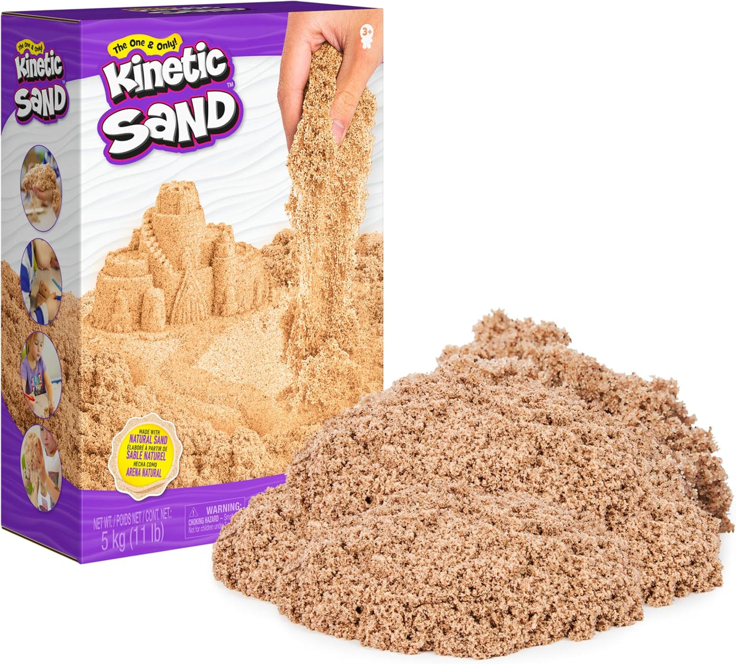 Kinetic Sand, 11lb (5kg) Natural Brown Play Sand, Mega Box for Arts and Crafts, Sandbox (Packaging May Vary), Moldable Sensory Toys for Ages 3 and up