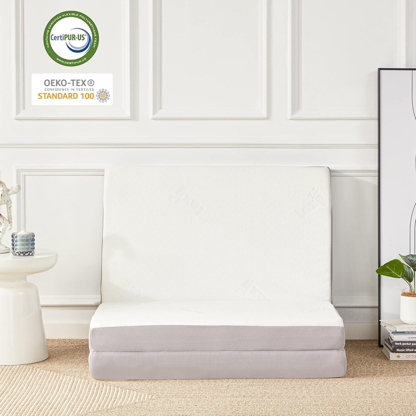 NEW - Folding Mattress, 4 Inch Memory Foam Tri-fold Mattress with Breathable & Washable Bamboo Fiber Fabric Cover, Foldable Floor Mattress Guest Bed for Camping, Road Trip, Twin - Retail $130