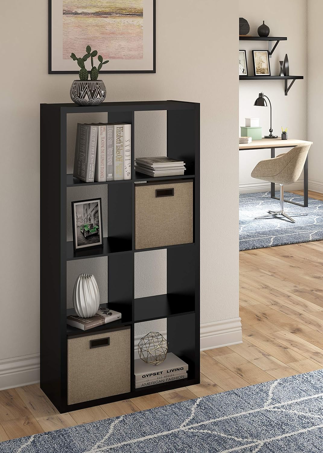 ClosetMaid 4587 Decorative Open Back 8-Cube Storage Organizer, Black, 4587