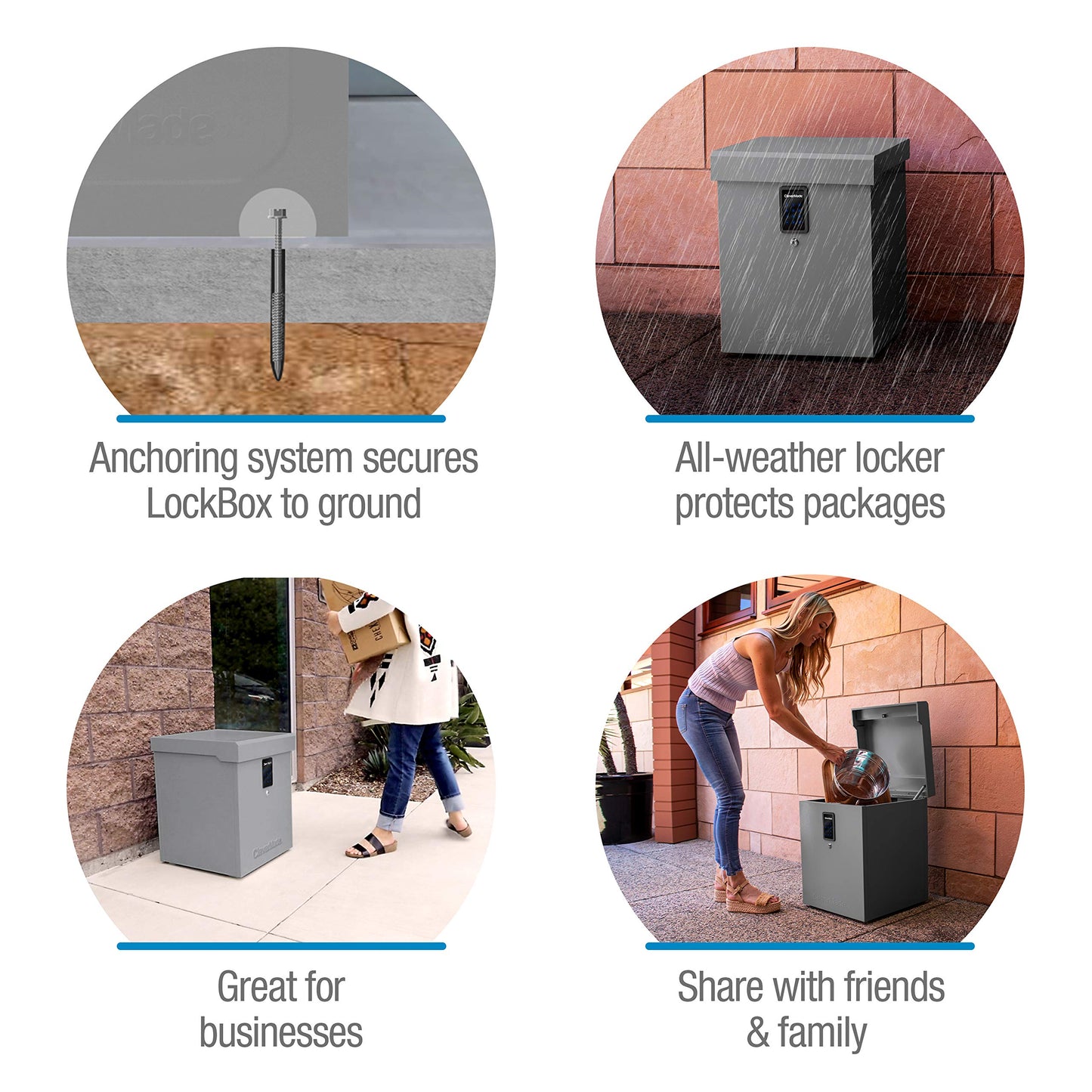 NEW - CleverMade Parcel LockBox S100 Series: Secure Package Delivery Box with Reinforced Steel Construction, Digital Lock & Ground Anchoring System For Online Shopping Deliveries, Grey