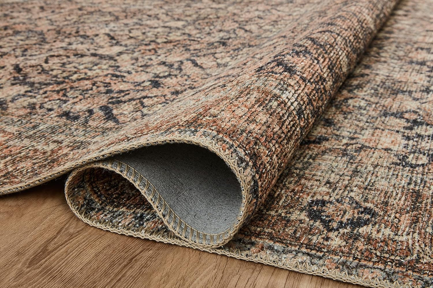 NEW - Loloi 6ft x 9ft Amber Lewis x Billie Collection, Ink & Salmon 6ft x 9ft Area Rug  Antique & Distressed Accent Rugs for Living Room, Bedroom, Entryway & Hallway, No Shed High Traffic Area Home Decor Rug - Retail $120