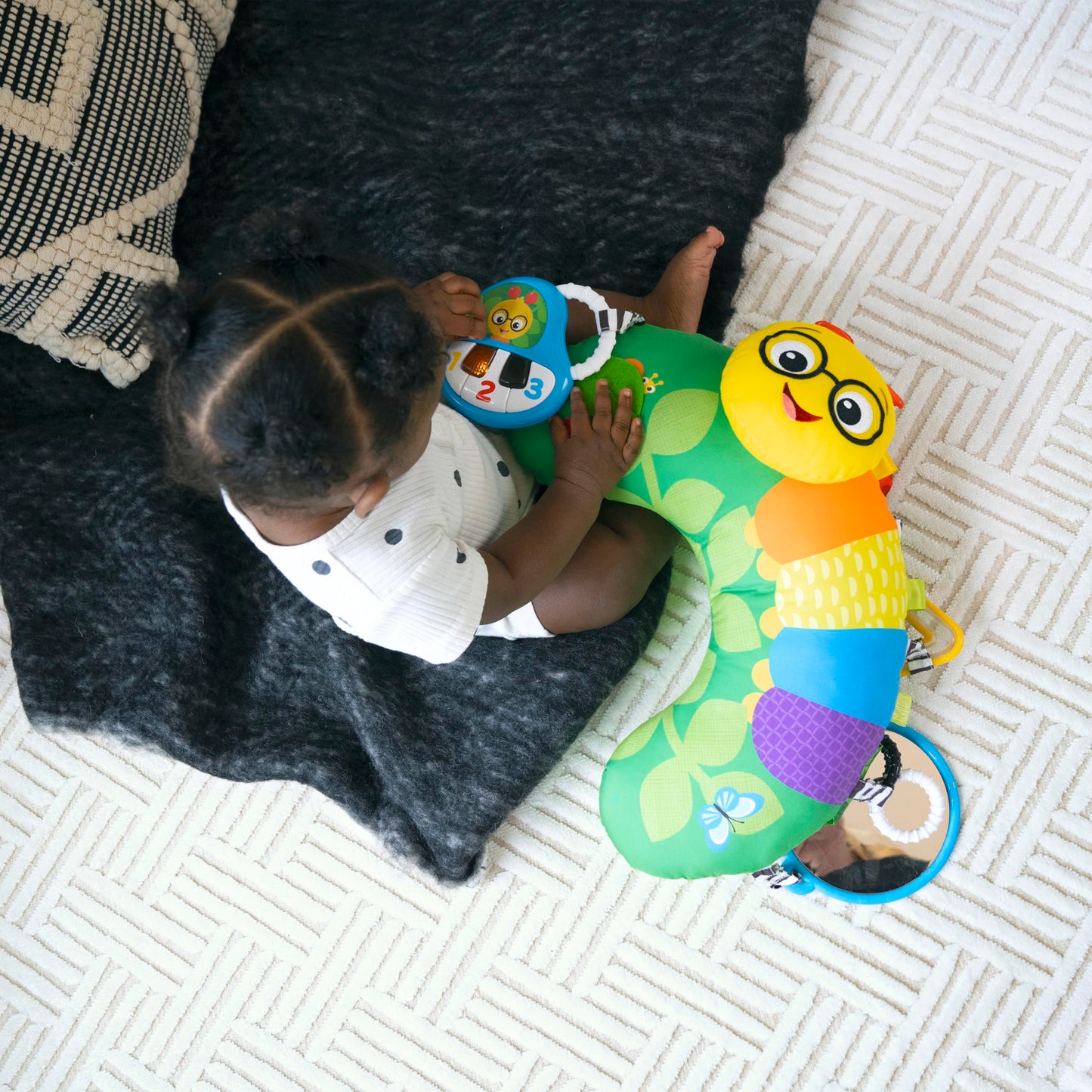 Baby Einstein Cal-a-Pillow Tummy Time Pillow, Multisensory Activity Toys, Sitting Up Play, Cal the Caterpillar, Ages 0+ Months