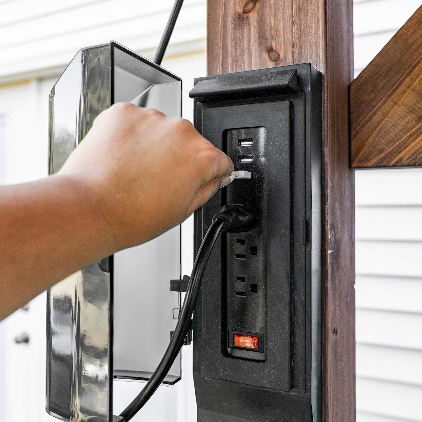 NEW - Backyard Discovery Saxony Wooden Grill Gazebo, Insulated Steel Roof, Cook Station, Barbeque, Patio, Deck, Withstand Wind and Snow, Corrosion Resistant, Reduce Heat Transfer, Power Ports, Walnut - Retail $1199