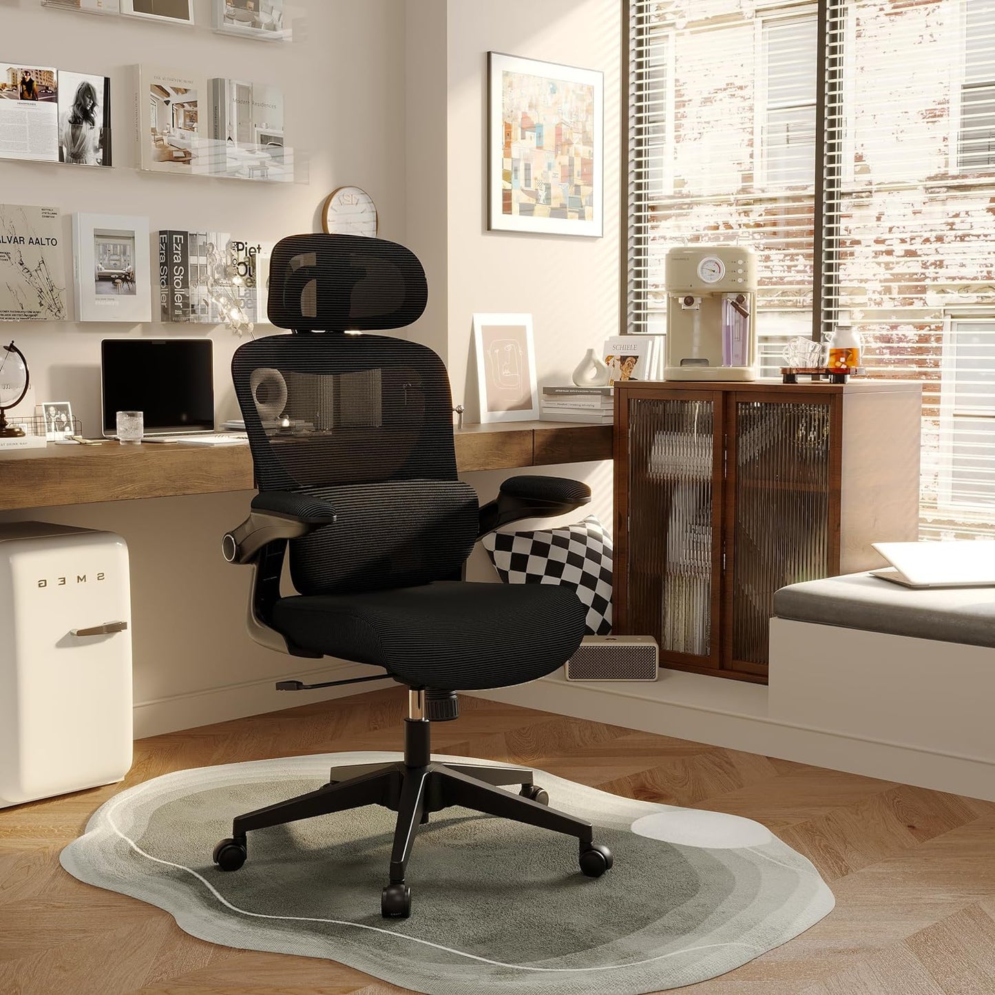 NEW - SUNNOW Mesh Office Chair, Ergonomic Desk Chair with Adjustable Lumbar Support & Flip-up Armrest, Comfort Wide Seat, High-Back Computer Task Chair for Home Office Student - Retail $159