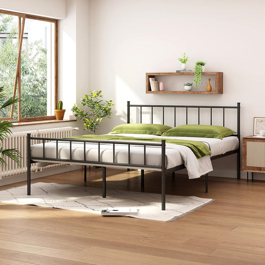 NEW - HLIPHA Queen Size Metal Platform Bed Frame with Heavy Duty Steel Slat Support,14 in Height Easy Assembly Mattress Foundation,No Box Spring Needed,Black - Retail $79