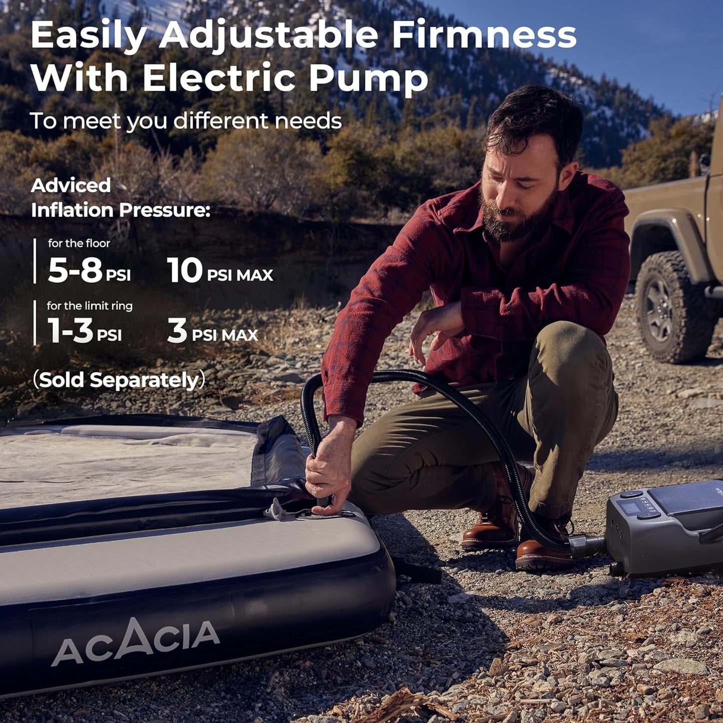 NEW - ACACIA Air Floor XL for Space Camping System, 4-Layer, 6-Inch-Thick Inflatable Floor for Floating Tent, Waterproof Moistureproof Camping Base with Removable Carpet, Repair Patch, Carry Bag - Retail $649
