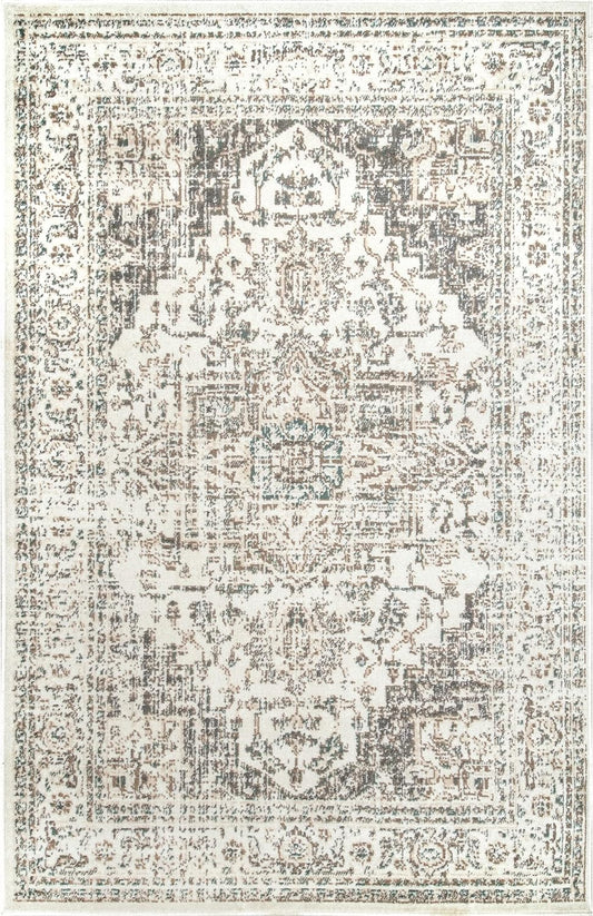 NEW - nuLOOM Tanith Vintage Medallion Area Rug, 9' x 12', Cream, Rectangular - Retail $104
