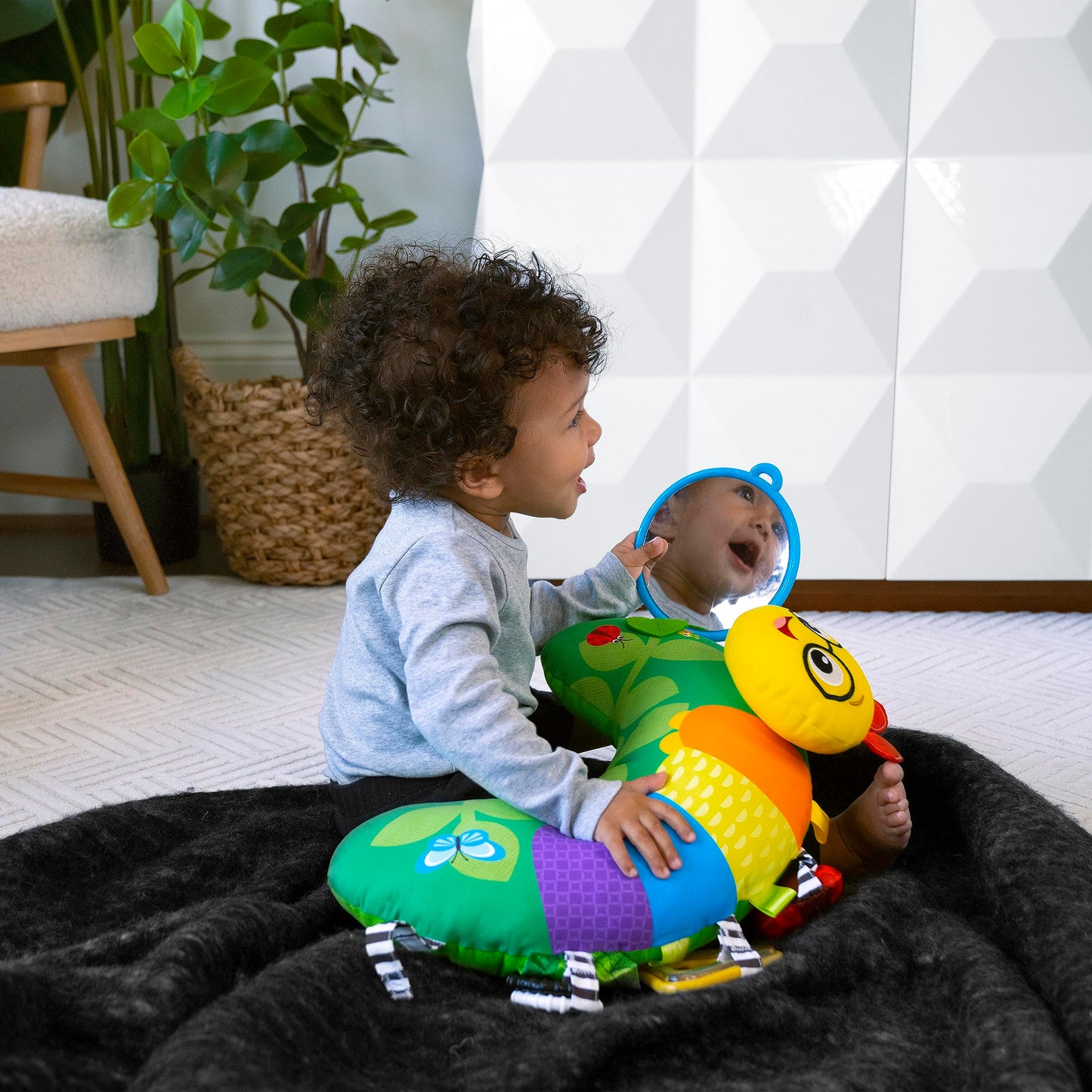 Baby Einstein Cal-a-Pillow Tummy Time Pillow, Multisensory Activity Toys, Sitting Up Play, Cal the Caterpillar, Ages 0+ Months