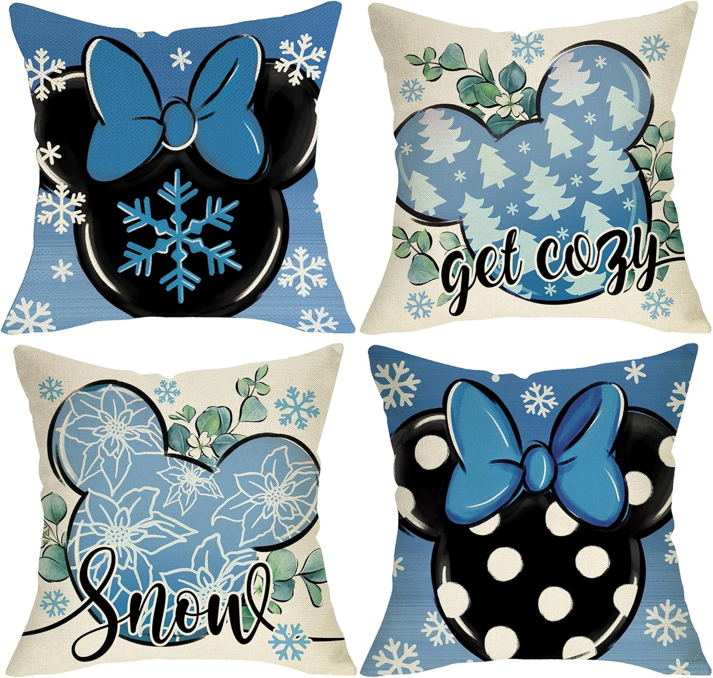 Winter Decorative Throw Pillow Covers - 20 x 20, Set of 4