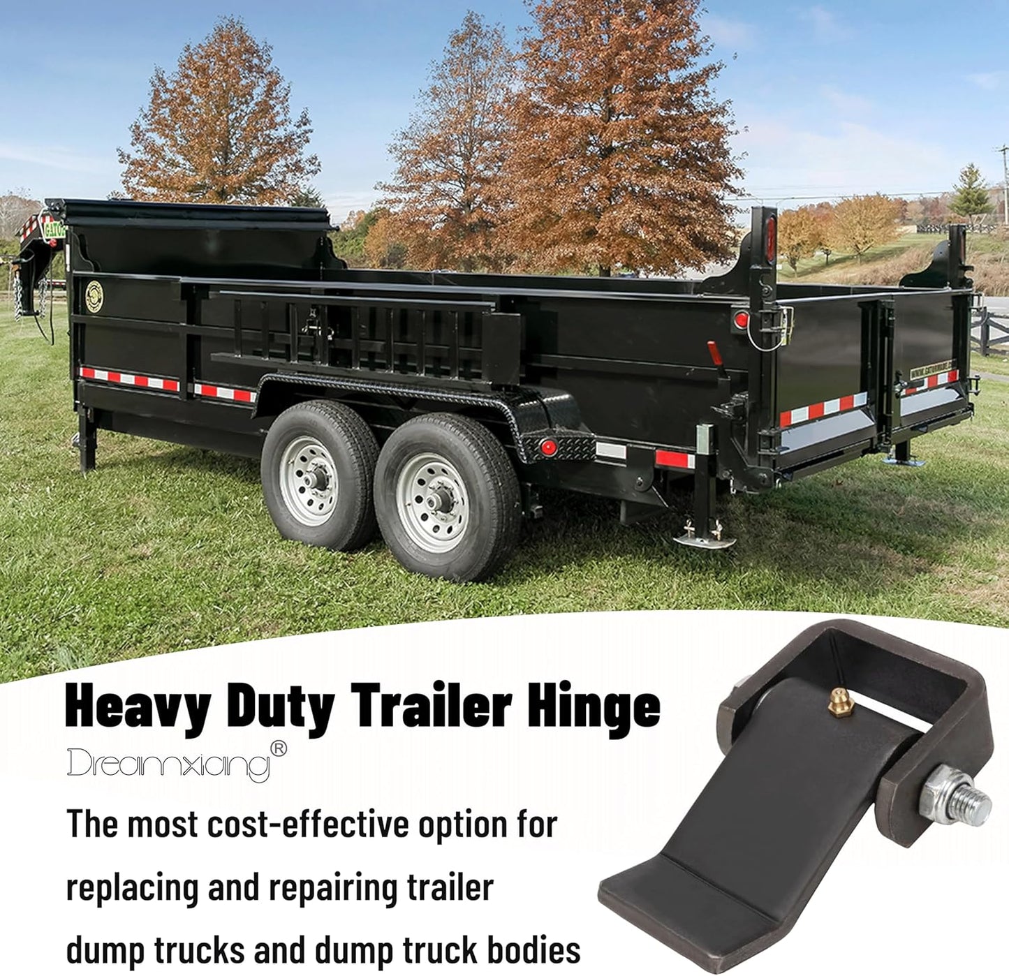 Weld on Trailer Hinges, Heavy Duty Dump Truck Trailer Metal Gate Hinges with Grease Zerk Fitting, Strap Style Short Leaf Truck Gate Hinges (4 Pack)