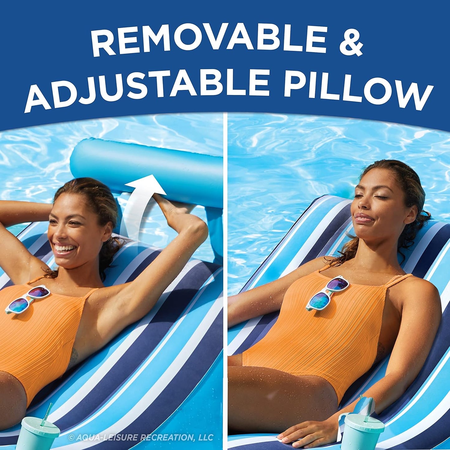 NEW - Aqua Ultra-Comfort Floating Pool Chair & Lake Raft with Pillow – Heavy Duty Pool Float, Lake Floating Chair - Retail $65