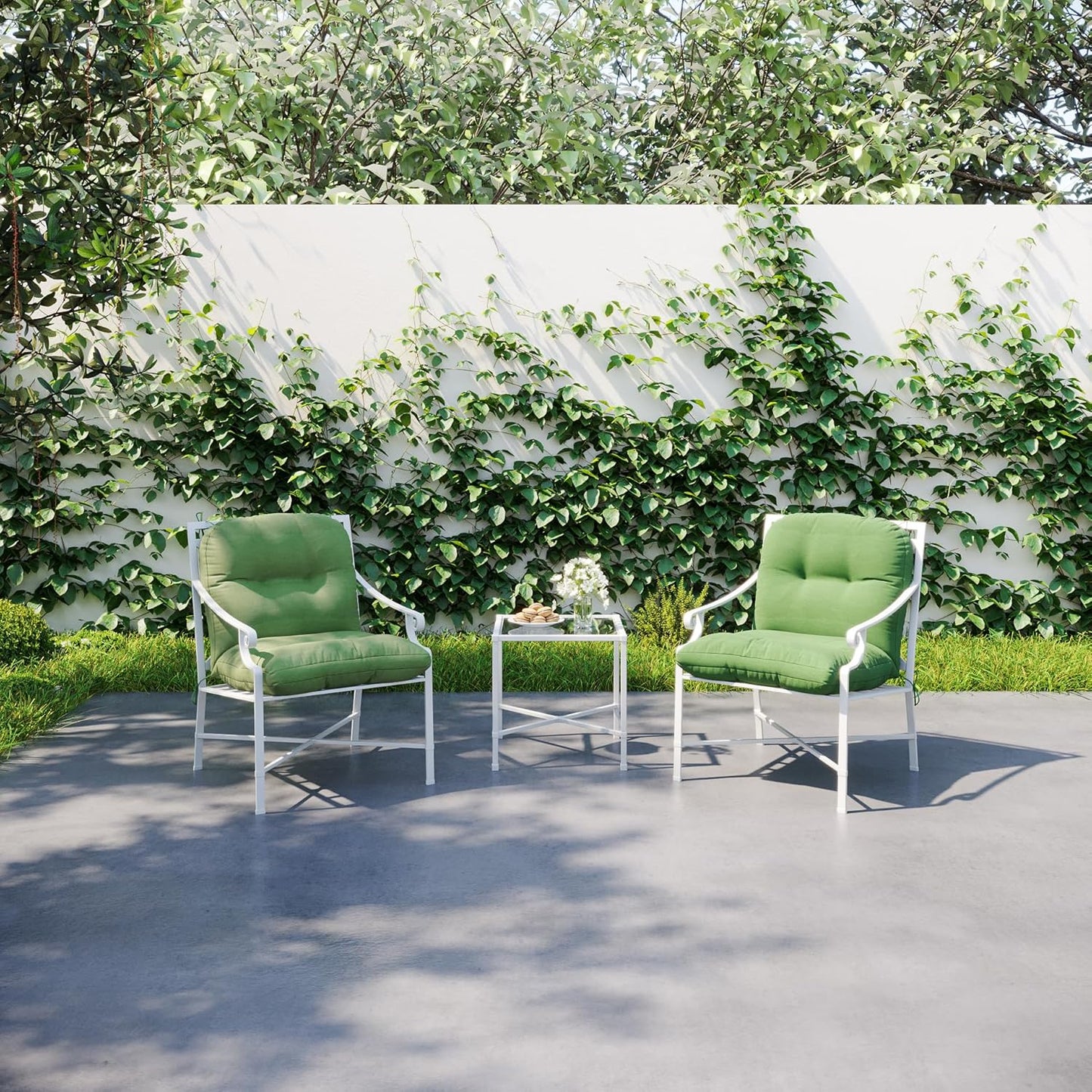 BOSSIMA Outdoor Indoor High Back Chair Tufted Thick Cushions Comfort Replacement Patio Seating Cushions Set of 2 Light Grey