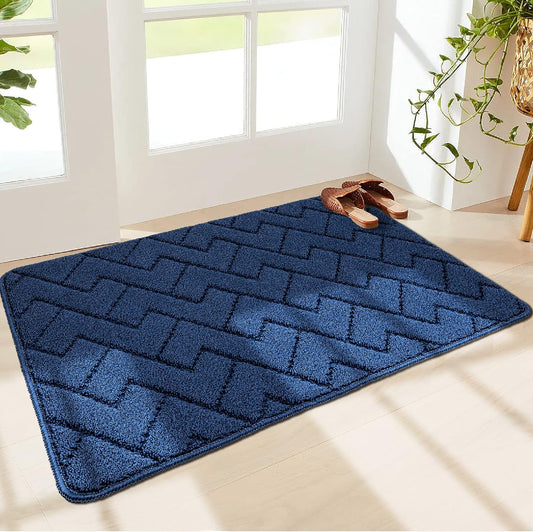Walensee Indoor Doormat, Front Door Mat for Entrance (24"x35" Navy Blue) Machine Washable Entryway Rug, Non Slip Trapper Door Rugs Absorbent Dirt Low Profile Shoes Scraper Inside Floor Mats for Entry