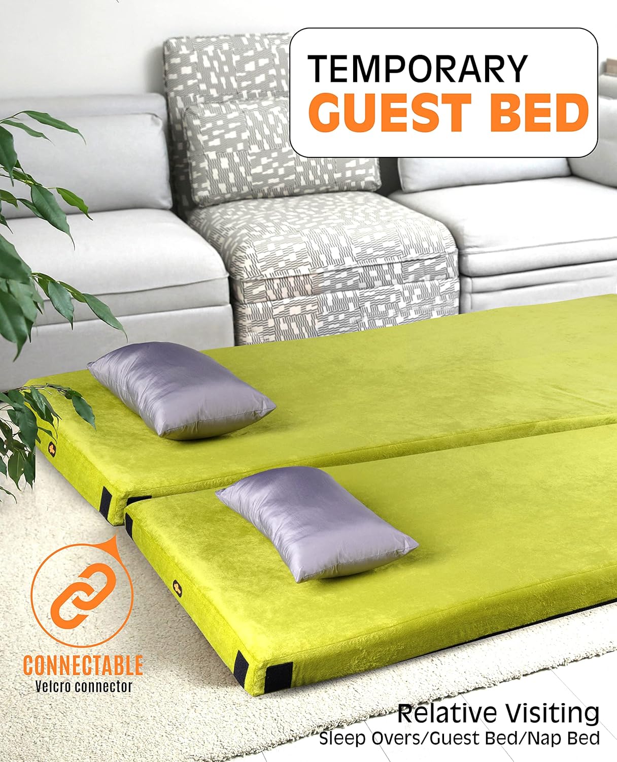 GAIALOOP 72" x 24" x 3" 3 Inch Thick Memory Foam Camping Mattress Sleeping Pad