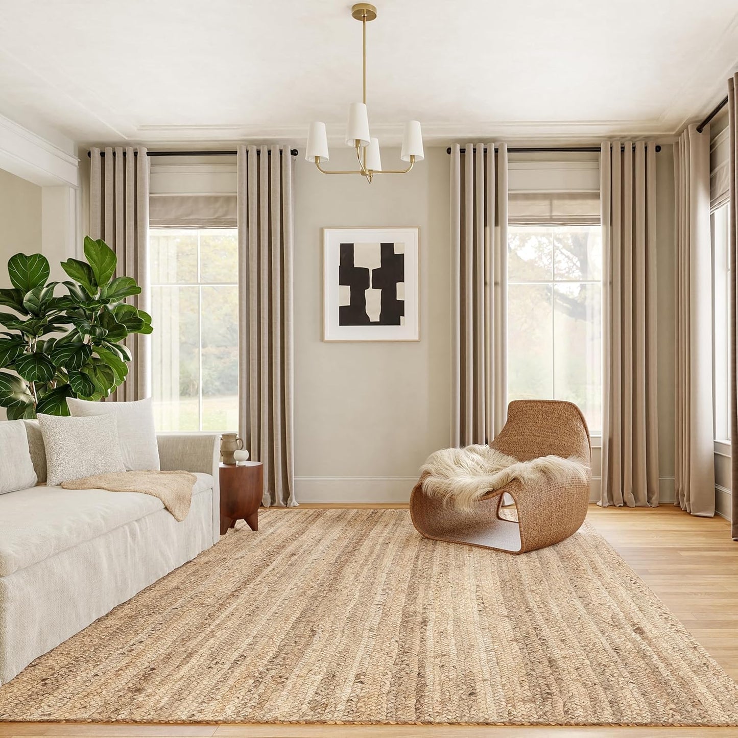 nuLOOM 6x9 Rigo Jute Hand Woven Area Rug, Natural, Solid Farmhouse Design, Natural Fiber, For Bedroom, Living Room, Dining Room, Hallway, Office, Kitchen, Entryway - Retail $84