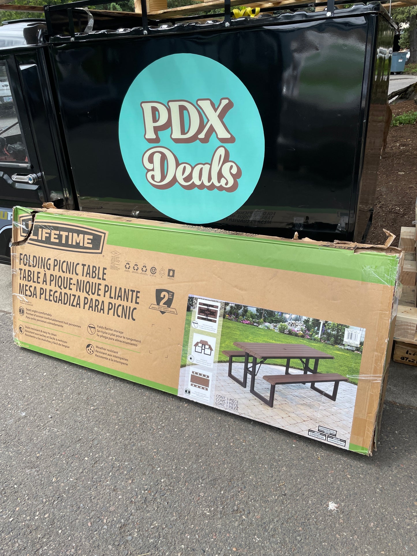 Lifetime Commercial 6 ft Folding Picnic Table with Bench Seating - Retail $270