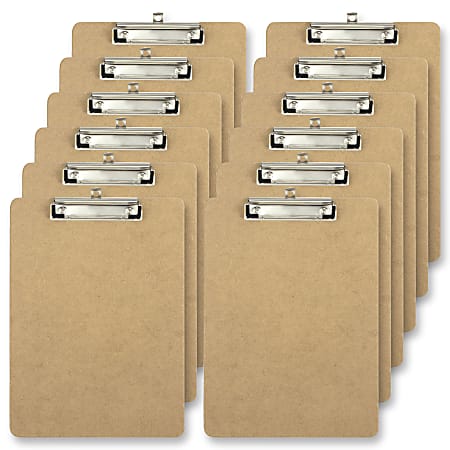 Office Depot® Brand Wood Clipboards, 9" x 12-1/2", 100% Recycled Wood, Light Brown, Pack Of 12 Clipboards