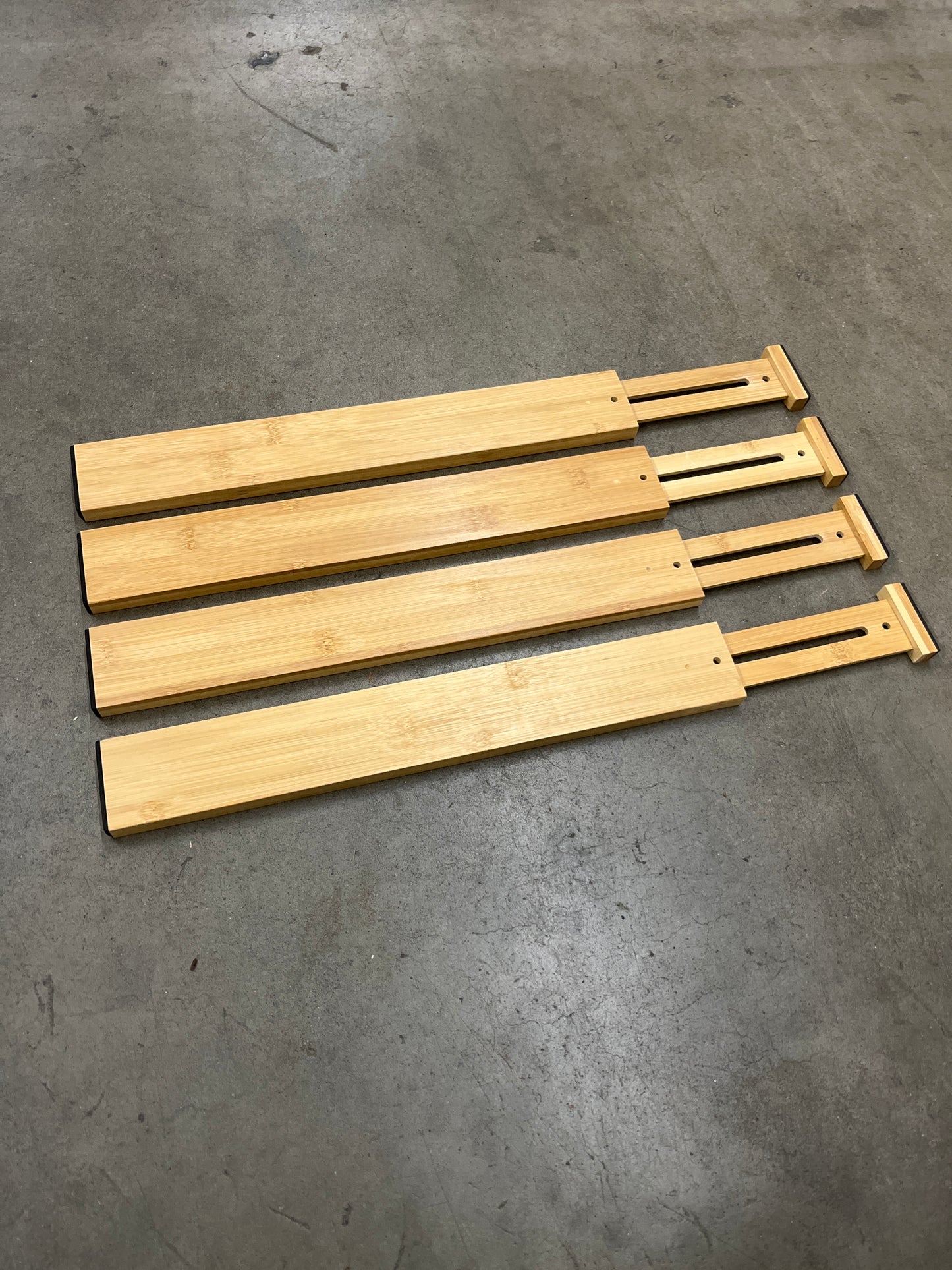4pc Bamboo Drawer Dividers - Adjustable 17-22” - Spring Loaded Organizer Set