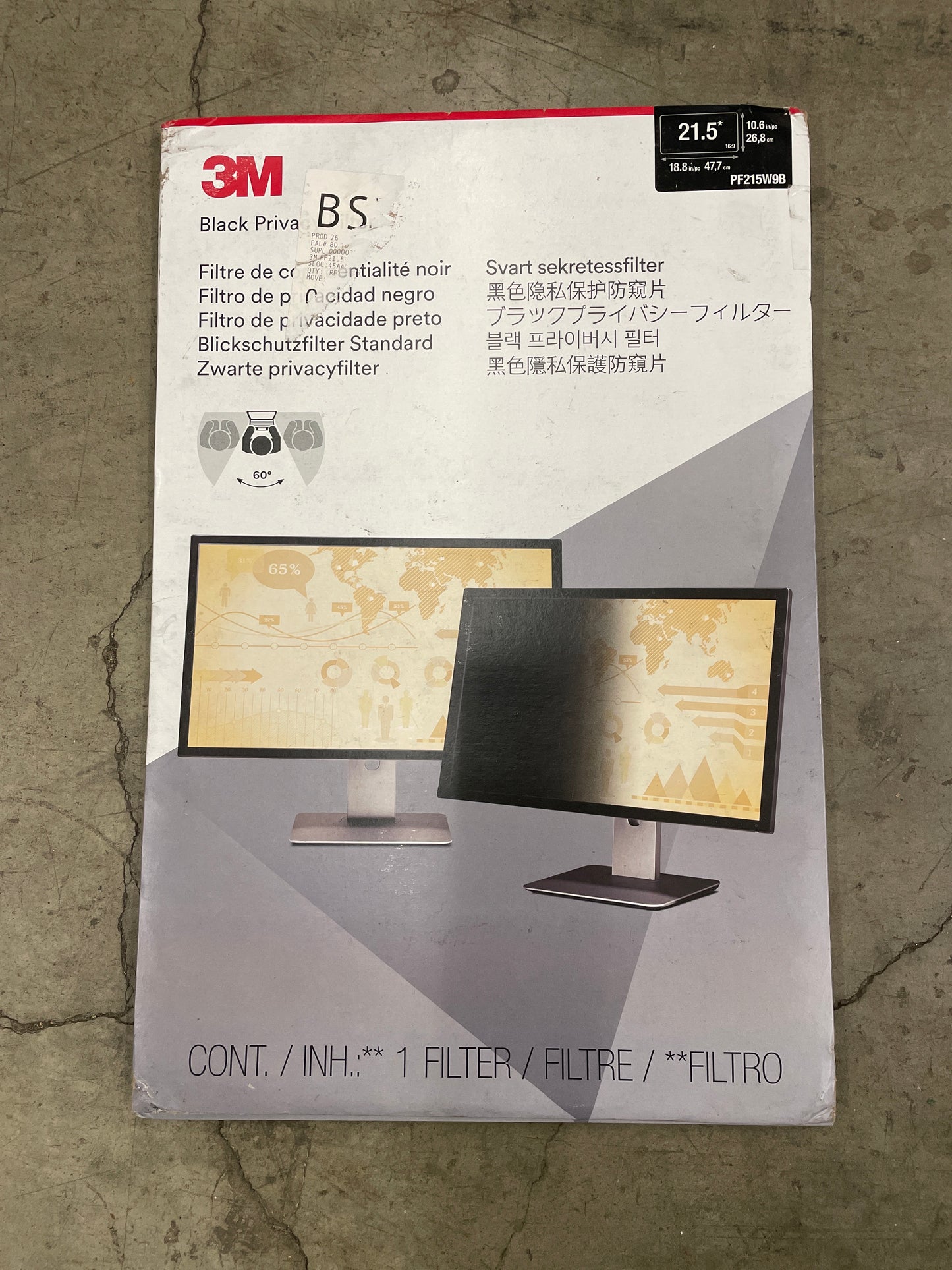 3M Privacy Filter Screen for Monitors, 21.5" Full Screen, 16:9 Aspect Ratio, Reduces Blue Light, Anti-Glare - Retail $90