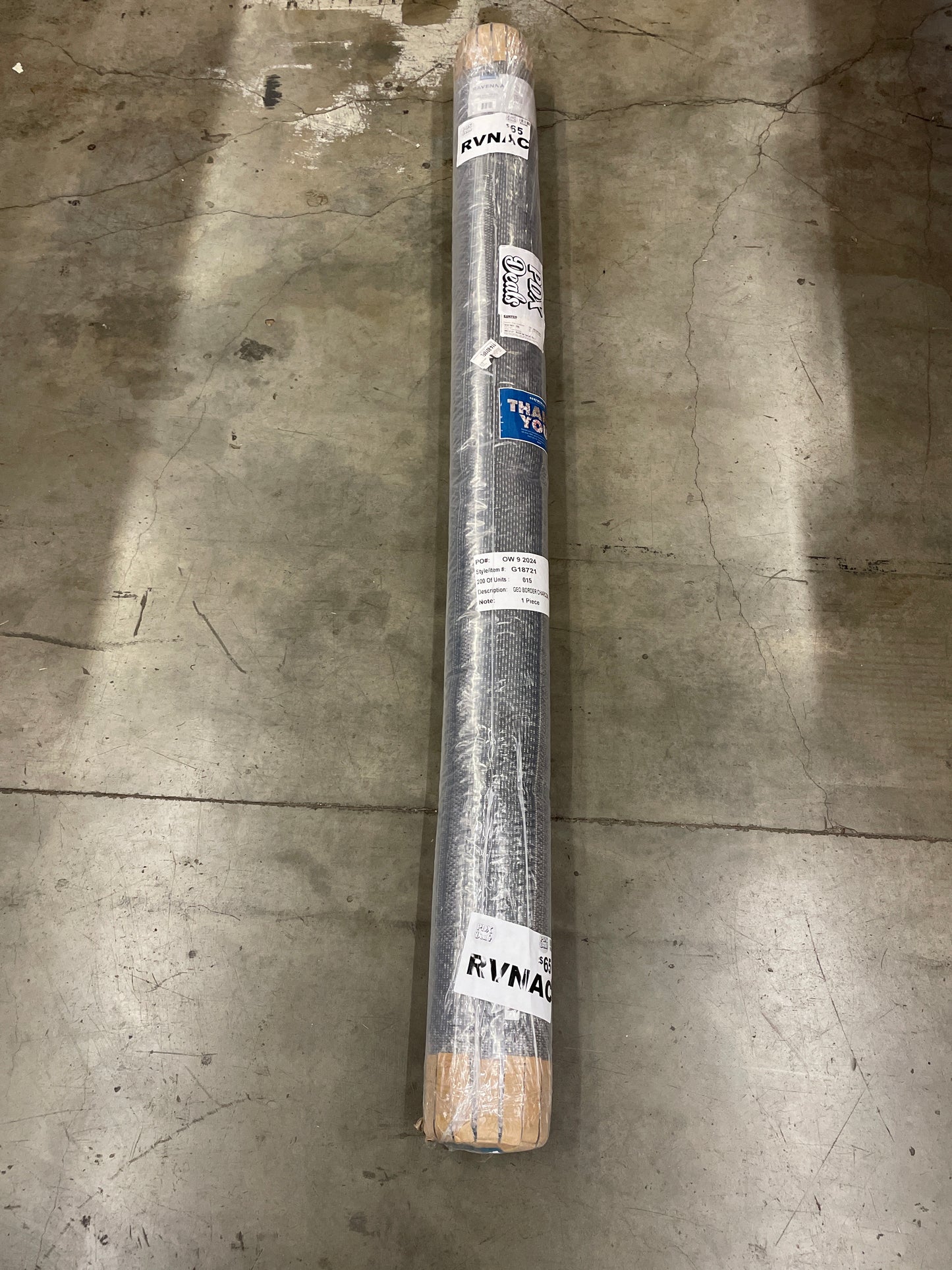 Ravenna Indoor/Outdoor Rug, Geo Border Charcoal, Rug Size: 6 ft. 6 in. x 9 ft. 6 in.