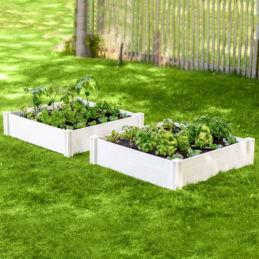 NEW - Vita White Vinyl Raised Garden Bed, 2-pack