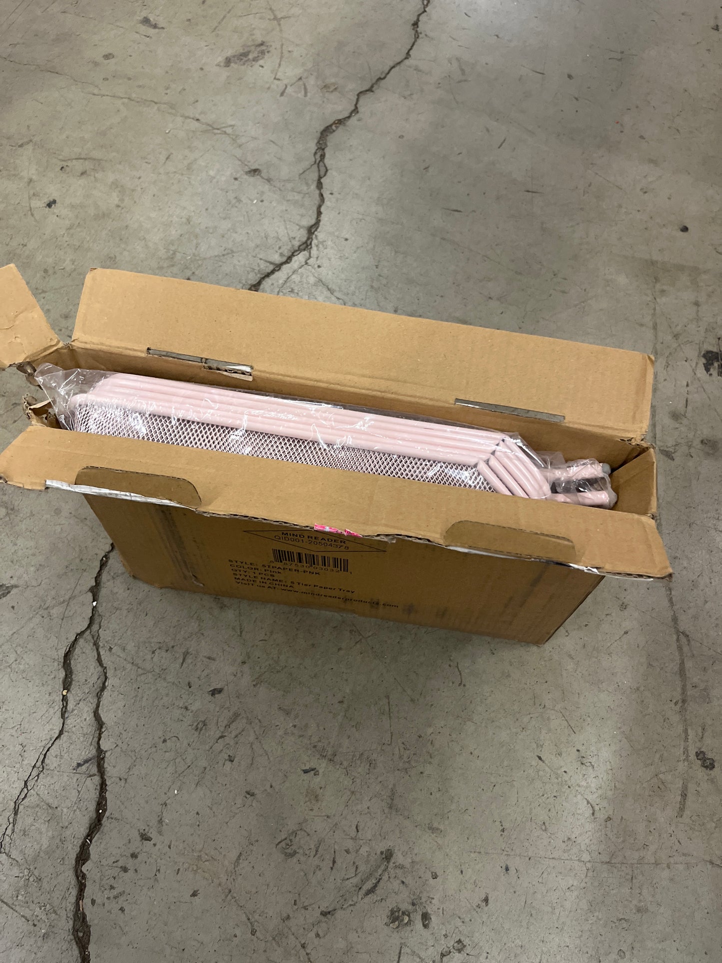 Mind Reader 5-Tier Paper Tray, Desktop Organizer, File Storage, Office, Metal Mesh, 11.75" L x 14" W x 15" H, Pink - Retail $18