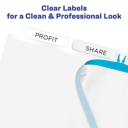 Avery® Print & Apply Clear Label Dividers With Index Maker® Easy Apply™ Printable Label Strip And White Tabs, 5-Tab, Box Of 25 Sets