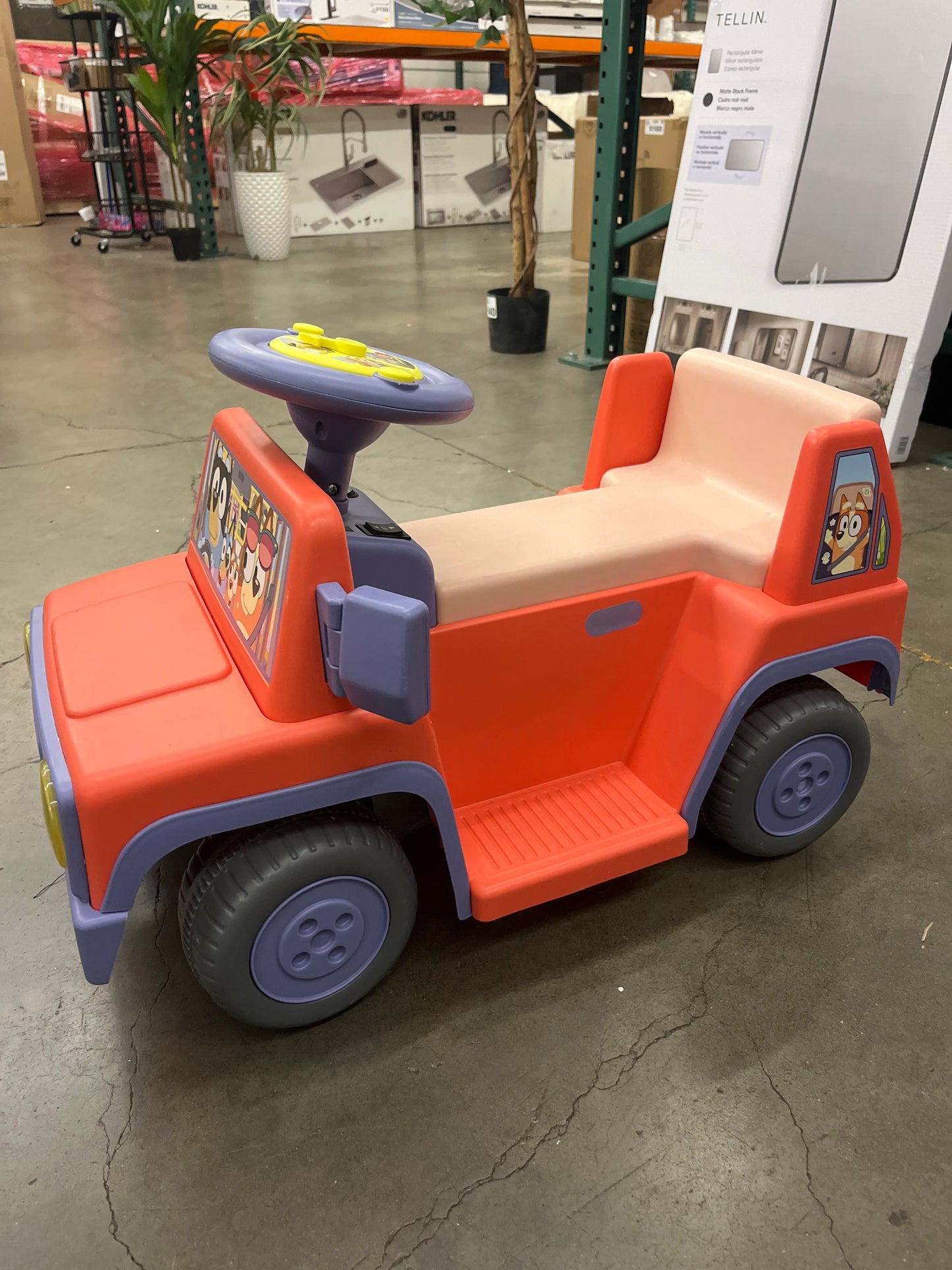 Bluey 6V Ride On Car for Toddlers - Interactive Electric Car for Kids with Sound Effects & Music, Riding Toy for Boys & Girls, Includes 6V Rechargeable Battery & Charger