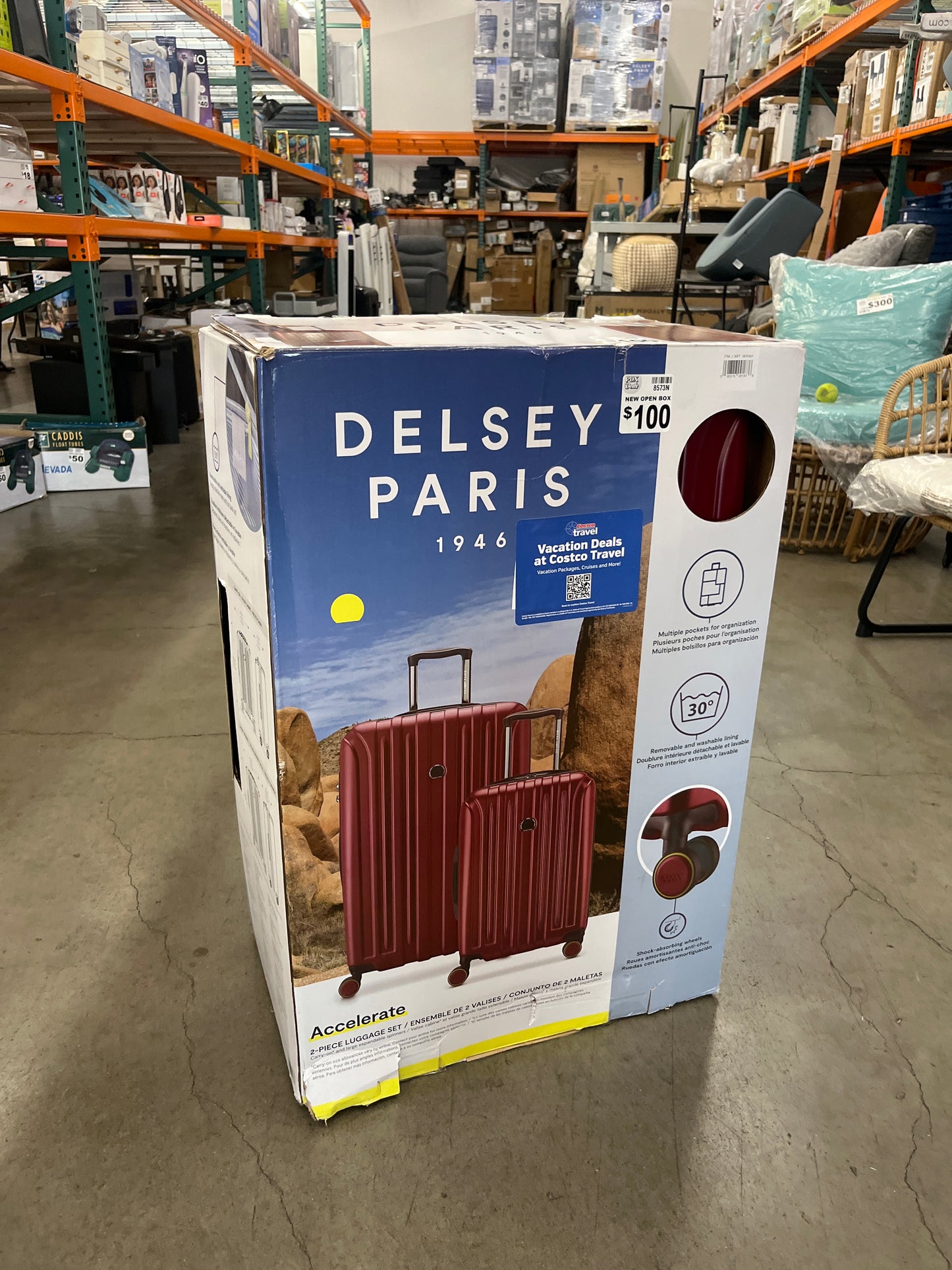 NEW - Delsey Paris Accelerate Red 2-piece Hardside Luggage Set