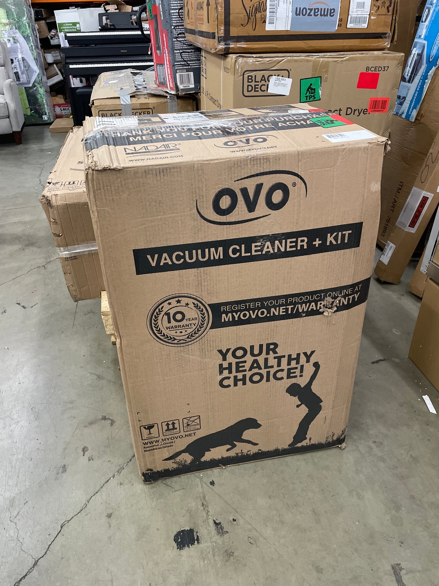 OVO Unit Heavy Duty Powerful Central Vacuum System, Hybrid Filtration (with or Without Disposable Bags) 35L or 9.25Gal, 700 Air watts with 40 ft Carpet Deluxe Accessory Kit, Silver