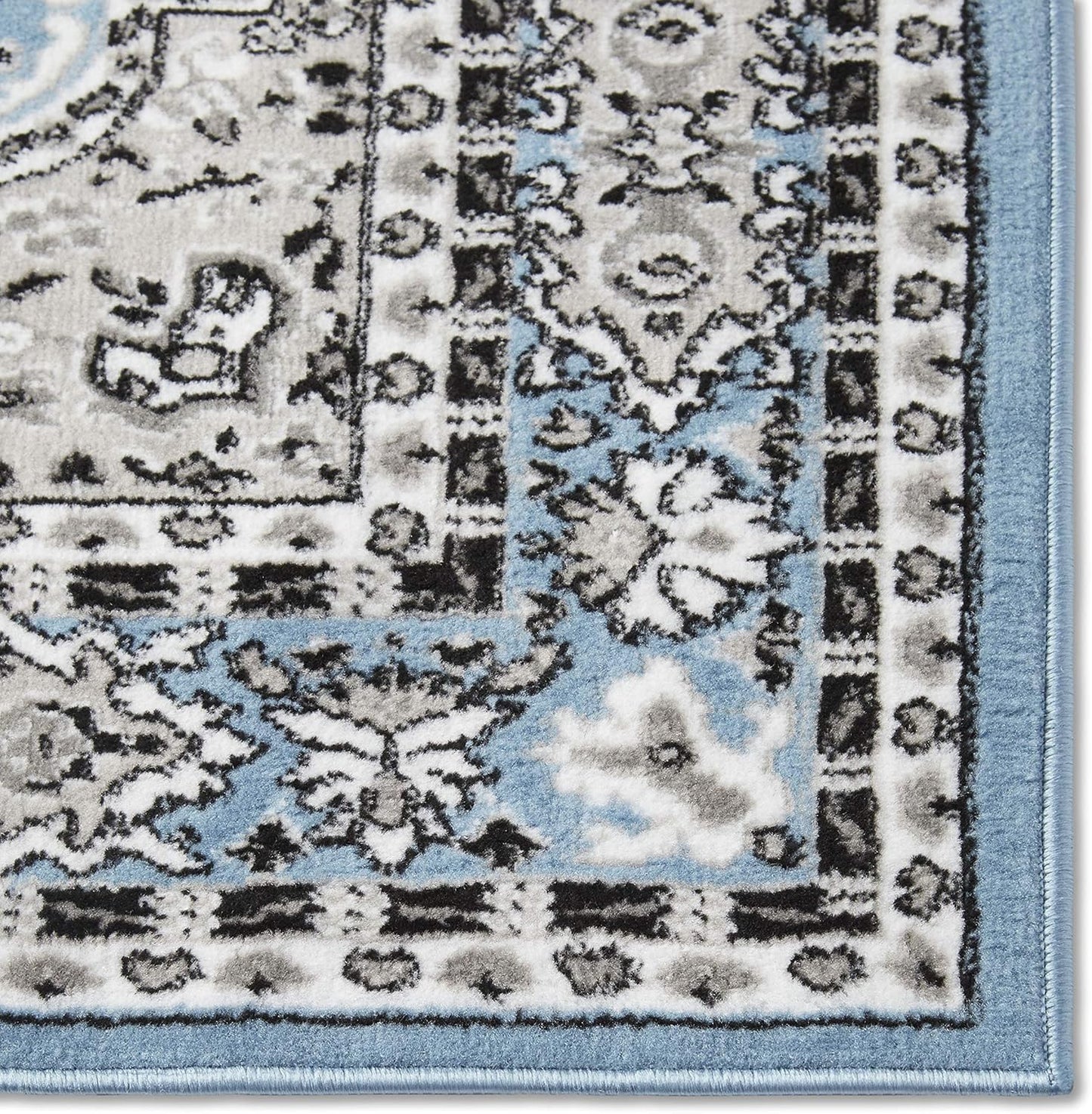 NEW - Home Dynamix Premium Sakarya Traditional Medallion Border Area Rug, Blue, 7ft 8in x 10ft 7in Rectangle - Retail $149