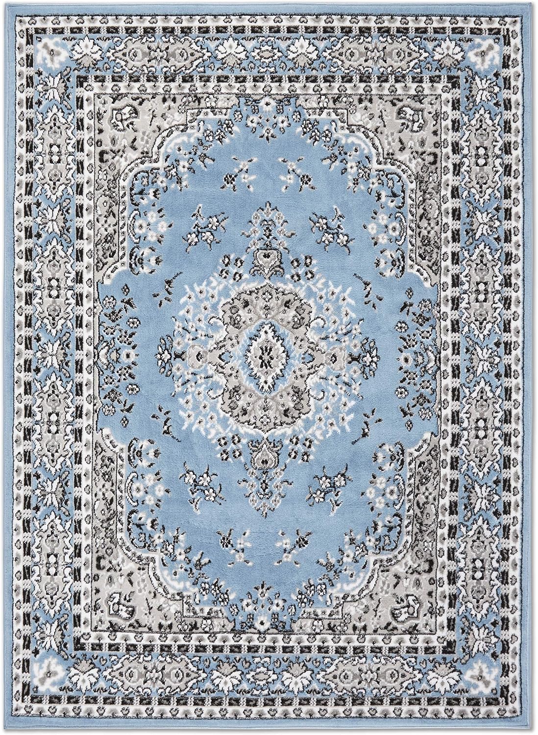 NEW - Home Dynamix Premium Sakarya Traditional Medallion Border Area Rug, Blue, 7ft 8in x 10ft 7in Rectangle - Retail $149