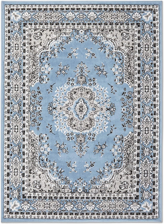 NEW - Home Dynamix Premium Sakarya Traditional Medallion Border Area Rug, Blue, 7ft 8in x 10ft 7in Rectangle - Retail $149
