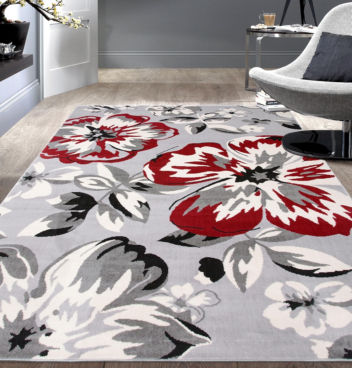 Rugshop Modern Floral Area Rugs 5' X 7' Red - Retail $49