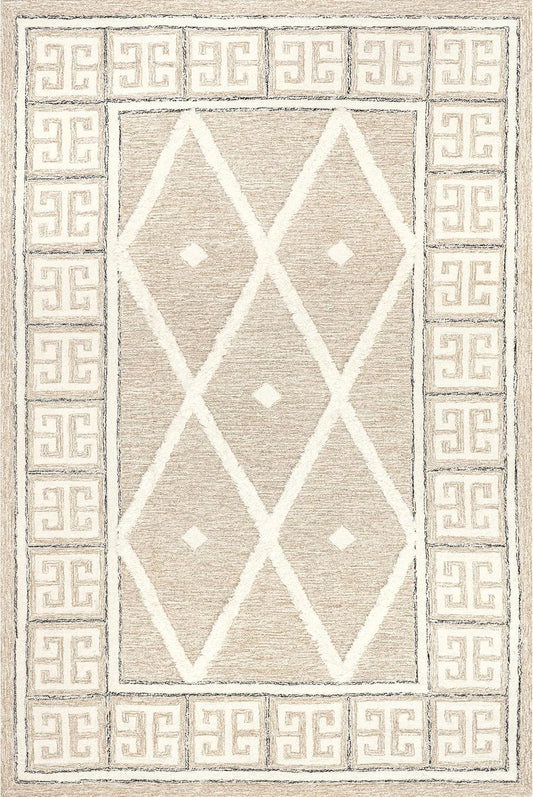 NEW - nuLOOM 4x6 Cilla Transitional Diamond Wool Area Rug, Beige - Retail $70