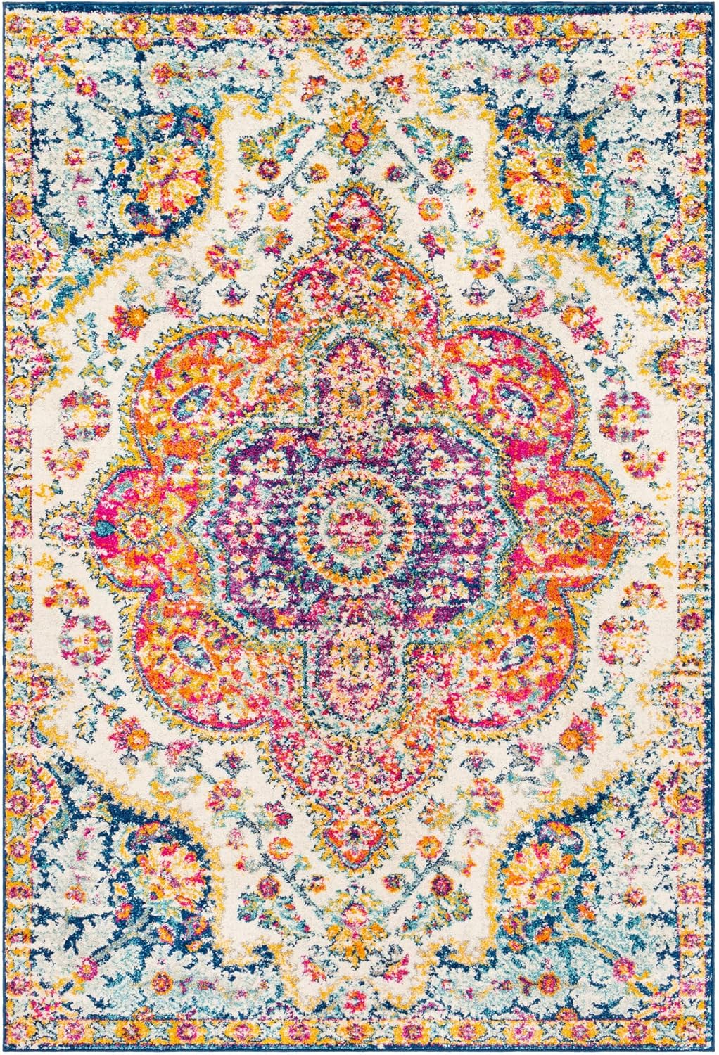NEW - Livabliss Romaine Vintage Medallion Area Rug, 5'3" x 7'6", Orange - Retail $64