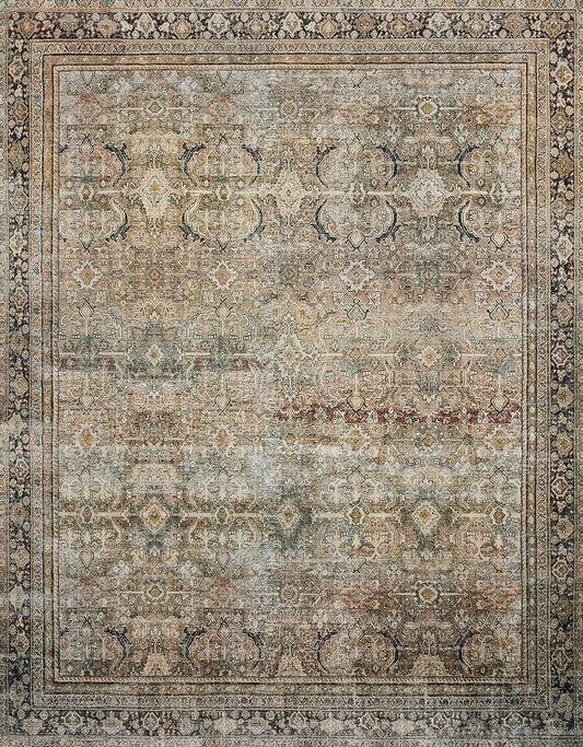 NEW - Loloi Layla 5 ft x 7 ft -6 in Area Rug in Olive/Charcoal - Thick Area Rug, Soft Area Rug with, Vintage Inspired Distressed Design, Low Pile, Non-Shedding, Easy Clean, Durable Living Room Rug