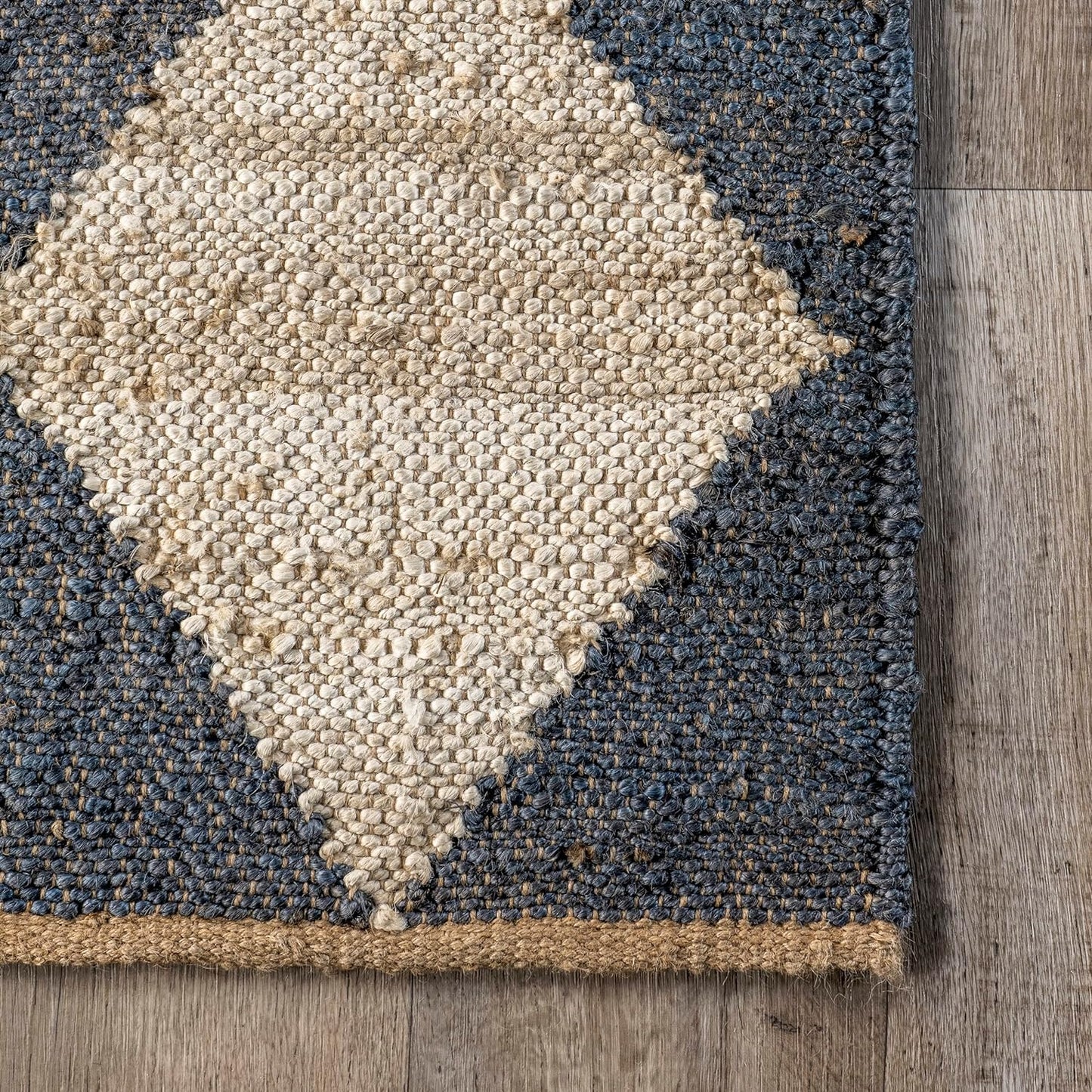 NEW - Rugs USA x Arvin Olano Louie Diamond Checkerboard Jute Area Rug, 5' x 8', Charcoal - Retail $363