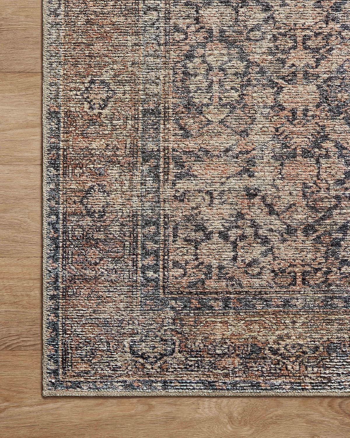NEW - Loloi 6ft x 9ft Amber Lewis x Billie Collection, Ink & Salmon 6ft x 9ft Area Rug  Antique & Distressed Accent Rugs for Living Room, Bedroom, Entryway & Hallway, No Shed High Traffic Area Home Decor Rug - Retail $120