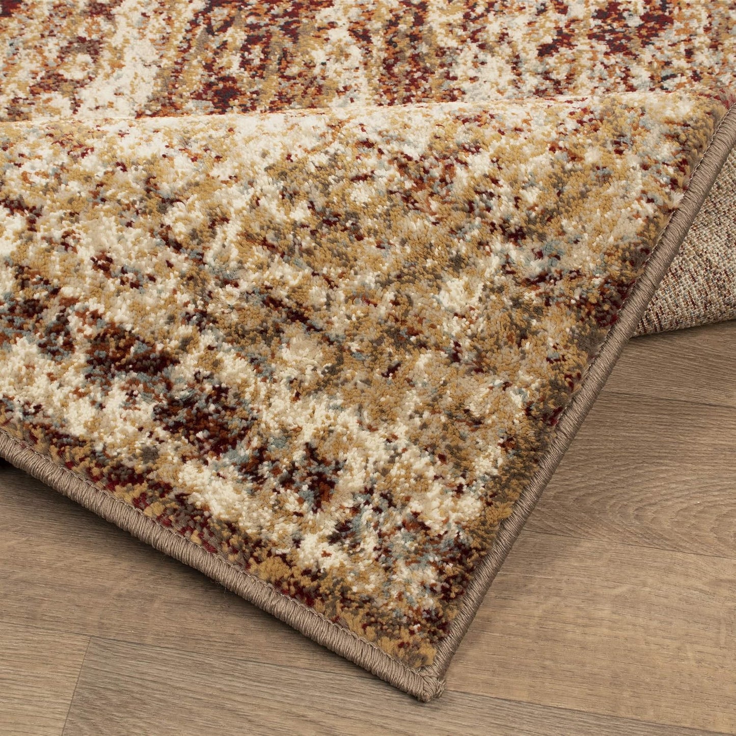 NEW - Superior Indoor Area Rug with Jute Backing, Soft Vintage Floor Decor for Hallway, Entryway, Living/Dining Room, Kitchen, Bedroom, Office, Moroccan Aesthetic, Salford Collection - 4ft x 6ft, Maroon - Retail $33