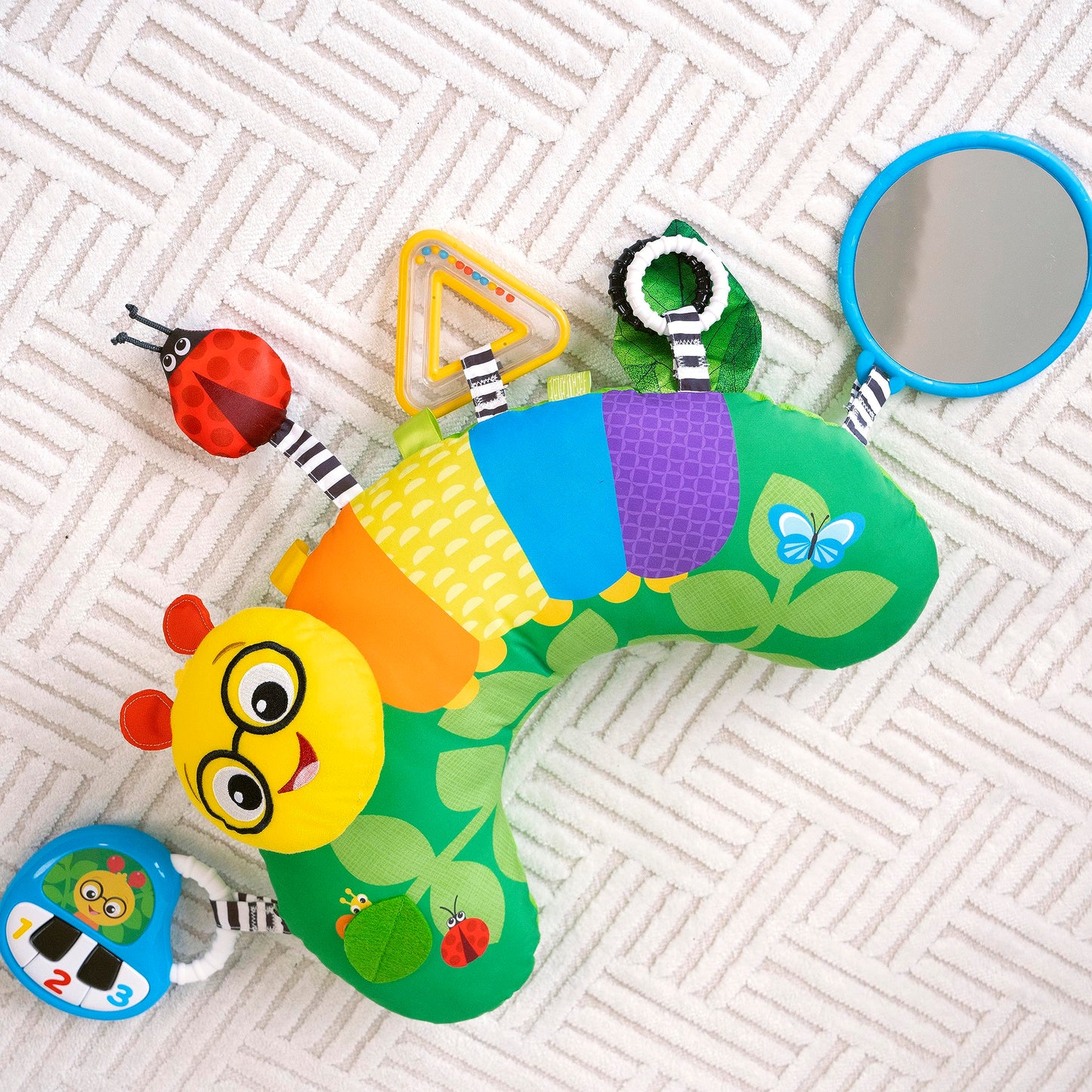 Baby Einstein Cal-a-Pillow Tummy Time Pillow, Multisensory Activity Toys, Sitting Up Play, Cal the Caterpillar, Ages 0+ Months